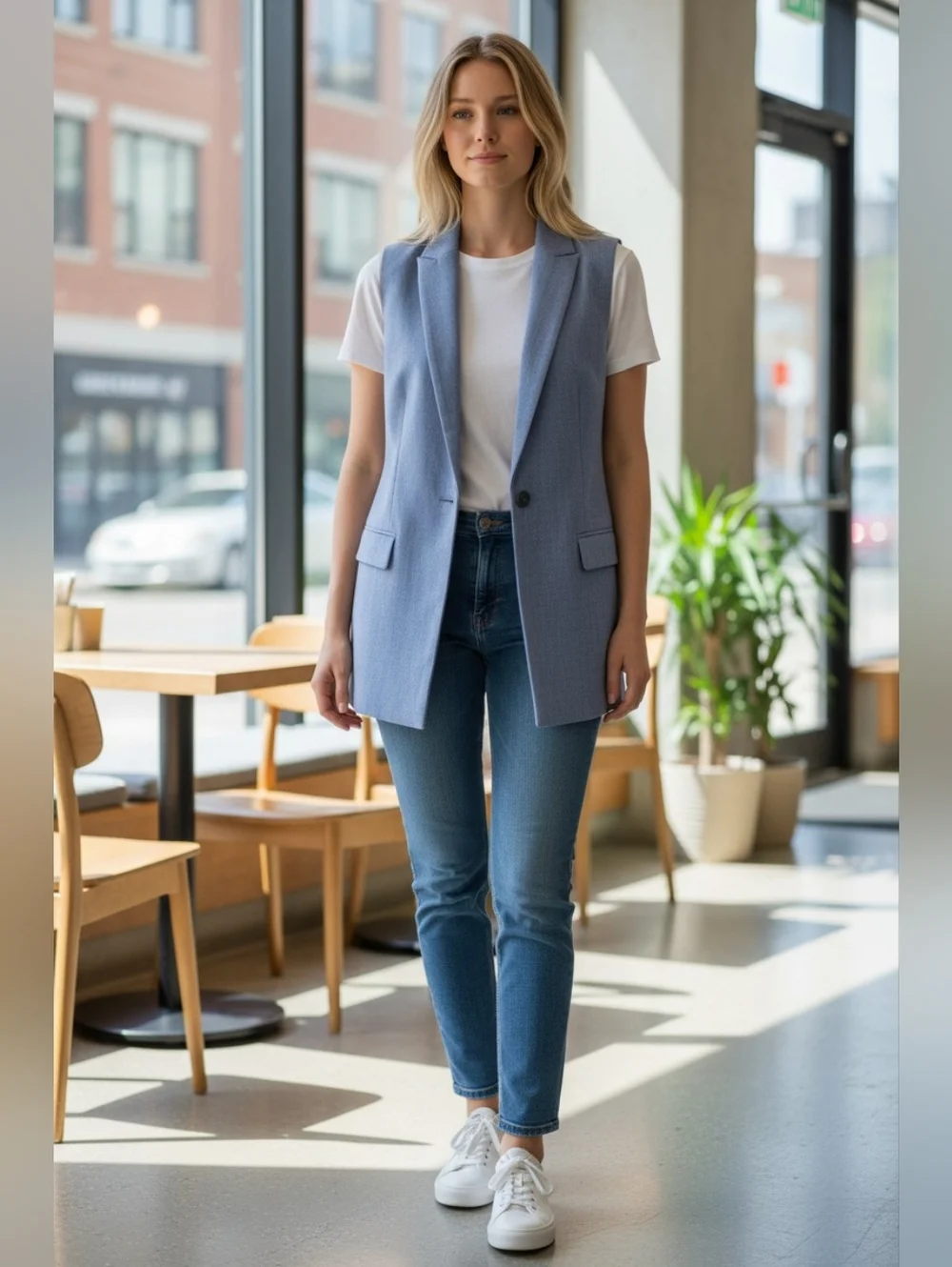 Banana Republic Lightweight Wool Sleeveless‎ Blazer Vest Light Blue 2 NWT
